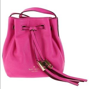 Kate Spade Grey Street Cooper Pink Leather Crossbody Bucket Bag